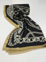 VUAL İPEK ŞAL ZİNCİR LOGOLU  GOLD SİYAH