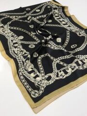 VUAL İPEK ŞAL ZİNCİR LOGOLU  GOLD SİYAH