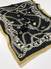 VUAL İPEK ŞAL ZİNCİR LOGOLU  GOLD SİYAH