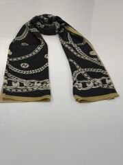 VUAL İPEK ŞAL ZİNCİR LOGOLU  GOLD SİYAH