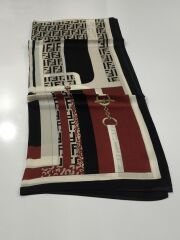VUAL İPEK ŞAL F GEOMETRİ DESEN  SİYAH BORDO