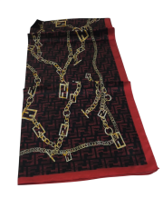 F ZİNCİR  DESEN  VUAL İPEK ŞAL KIRMIZI SİYAH