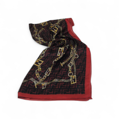 F ZİNCİR  DESEN  VUAL İPEK ŞAL KIRMIZI SİYAH