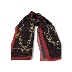 F ZİNCİR  DESEN  VUAL İPEK ŞAL KIRMIZI SİYAH