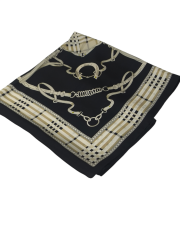BURBERRY  VUAL İPEK ŞAL EKOSE KEMERLİ DESEN SİYAH GOLD