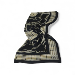 BURBERRY  VUAL İPEK ŞAL EKOSE KEMERLİ DESEN SİYAH GOLD