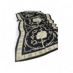 BURBERRY  VUAL İPEK ŞAL EKOSE KEMERLİ DESEN SİYAH GOLD