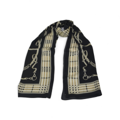 BURBERRY  VUAL İPEK ŞAL EKOSE KEMERLİ DESEN SİYAH GOLD