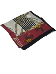 VUAL İPEK ŞAL PAPATYA ZİNCİR DESEN KIRMIZI SİYAH