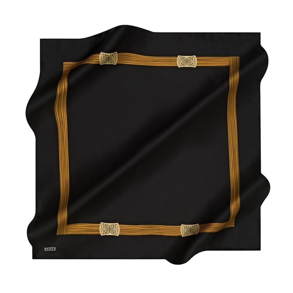 AKER NOSTALJİ TİVİL İPEK EŞARP SİYAH RENK  8658-912