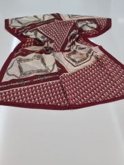 VUAL İPEK ŞAL KEMERLİ DESEN BORDO