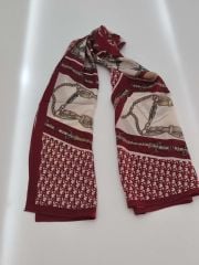 DİOR VUAL İPEK ŞAL KEMERLİ DESEN BORDO