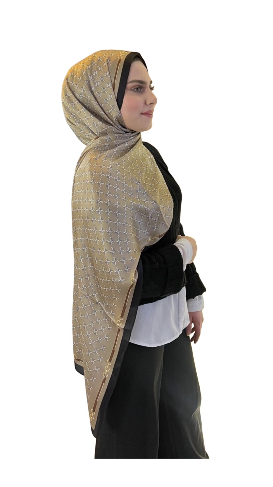 CELİNE C DESEN  VUAL İPEK ŞAL SİYAH GOLD
