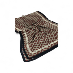 CELİNE LOGO DESEN  VUAL İPEK ŞAL SİYAH BORDO