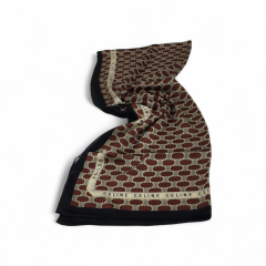 CELİNE LOGO DESEN  VUAL İPEK ŞAL SİYAH BORDO