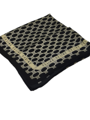 LOGO DESEN  VUAL İPEK ŞAL SİYAH KREM