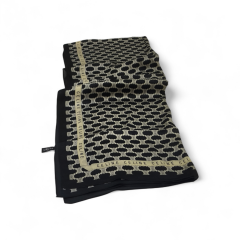 CELİNE LOGO DESEN  VUAL İPEK ŞAL SİYAH KREM