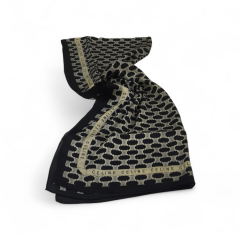 LOGO DESEN  VUAL İPEK ŞAL SİYAH KREM