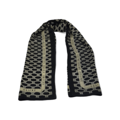 CELİNE LOGO DESEN  VUAL İPEK ŞAL SİYAH KREM