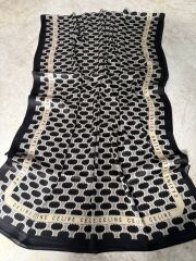 LOGO DESEN  VUAL İPEK ŞAL SİYAH KREM