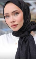 GUCCİ ÇİFT TARAFLI PAMUK JAKARLI ŞAL SİYAH