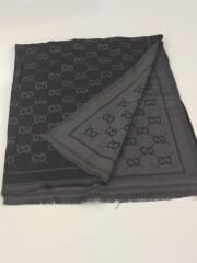 GUCCİ ÇİFT TARAFLI PAMUK JAKARLI ŞAL ANTRASİT