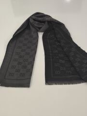 GUCCİ ÇİFT TARAFLI PAMUK JAKARLI ŞAL ANTRASİT