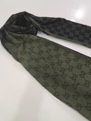 GUCCİ ÇİFT TARAFLI PAMUK JAKARLI ŞAL HAKİ YEŞİL