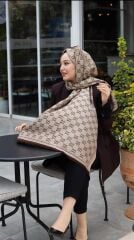 GUCCİ ÇİFT TARAFLI PAMUK JAKARLI ŞAL KAHVE KREM