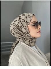 GUCCİ ÇİFT TARAFLI PAMUK JAKARLI ŞAL KAHVE KREM