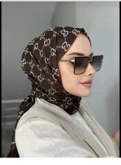 GUCCİ ÇİFT TARAFLI PAMUK JAKARLI ŞAL KAHVE KREM