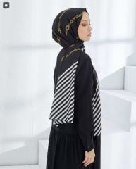 CARDİON MEDİNE İPEĞİ ŞAL ZİNCİR DESEN SİYAH