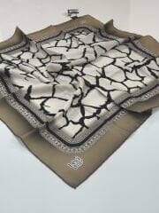 LEVİDOR TİVİL İPEK EŞARP TAŞ DESEN KARAMEL 3092-2