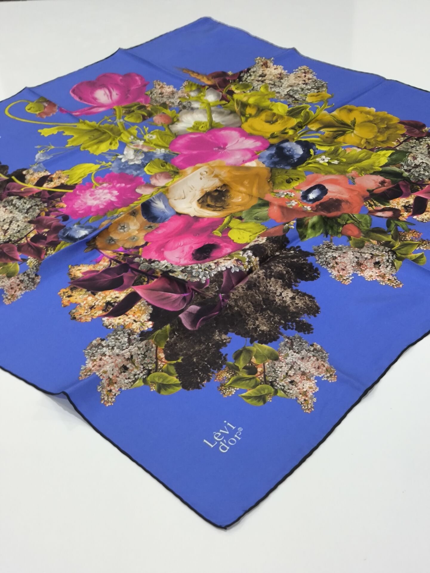 LEVİDOR TİVİL İPEK EŞARP SAKS MAVİSİ  1002-1