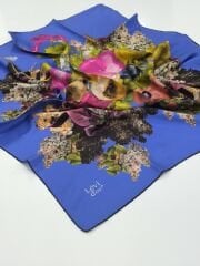 LEVİDOR TİVİL İPEK EŞARP SAKS MAVİSİ  1002-1