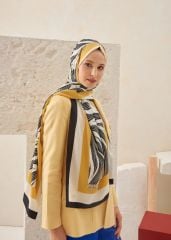 CARDİON MEDİNE İPEĞİ ŞAL TOUCH DESEN SARI