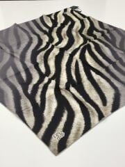 LEVİDOR TİVİL İPEK EŞARP ZEBRA DESEN SİYAH KREM 2232-1