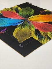 LEVİDOR TİVİL İPEK  EŞARP YAPRAK DESEN SİYAH SARI 1001-2