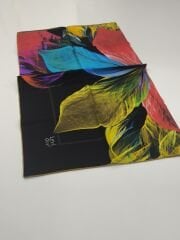 LEVİDOR TİVİL İPEK  EŞARP YAPRAK DESEN SİYAH SARI 1001-2