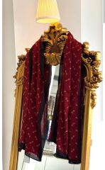 VUAL İPEK ŞAL G DESEN BORDO