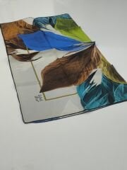 LEVİDOR TİVİL İPEK  EŞARP YAPRAK DESEN BEYAZ 1001-3