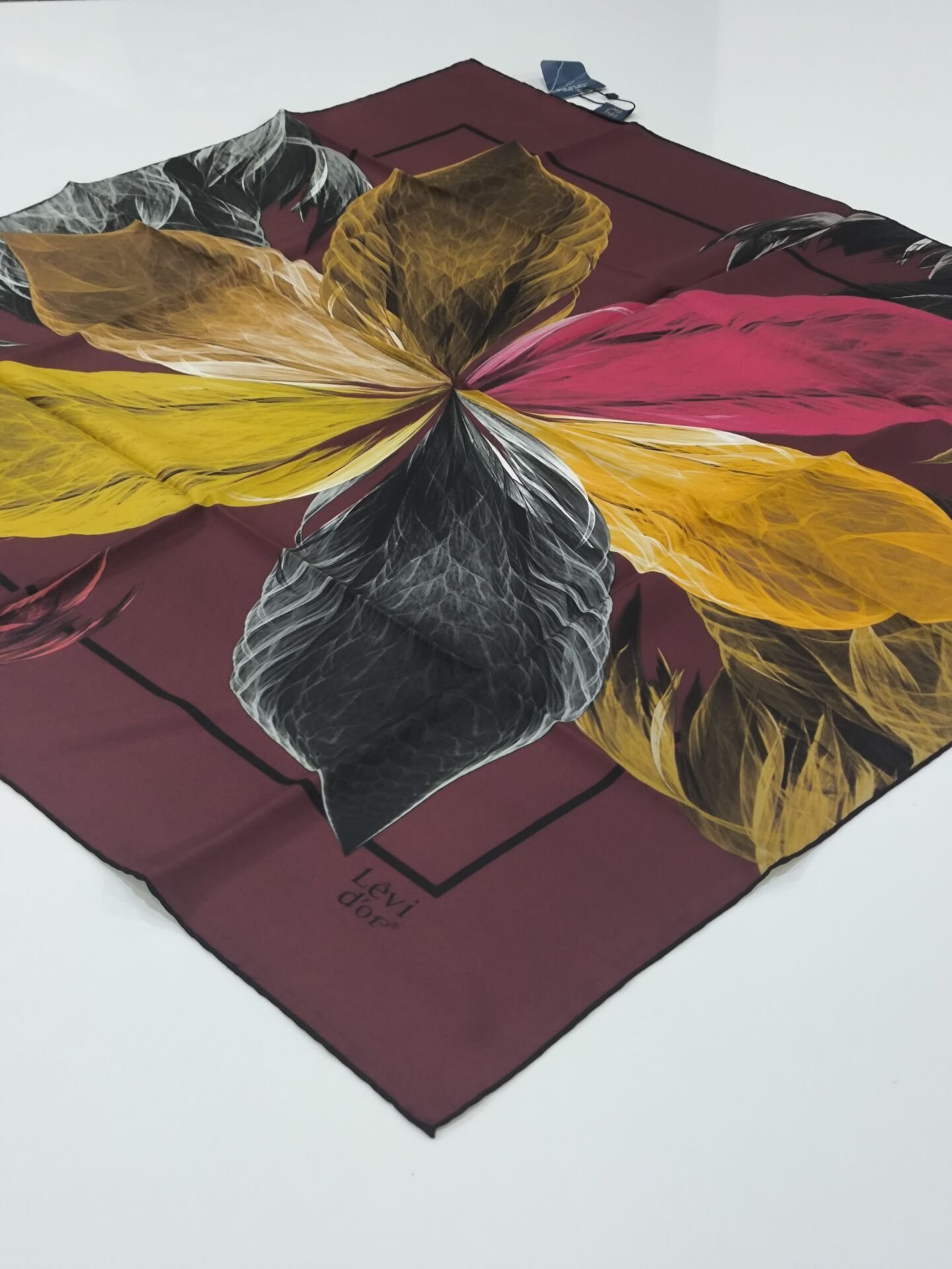 LEVİDOR TİVİL İPEK  EŞARP YAPRAK DESEN BORDO 1001-4