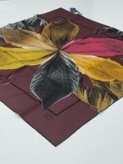 LEVİDOR TİVİL İPEK  EŞARP YAPRAK DESEN BORDO 1001-4