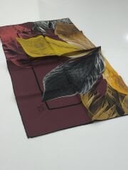 LEVİDOR TİVİL İPEK  EŞARP YAPRAK DESEN BORDO 1001-4