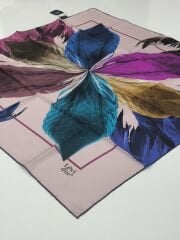 LEVİDOR TİVİL İPEK  EŞARP YAPRAK DESEN PUDRA PEMBE  1001-5