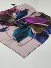 LEVİDOR TİVİL İPEK  EŞARP YAPRAK DESEN PUDRA PEMBE  1001-5