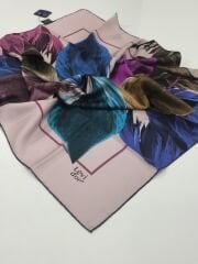 LEVİDOR TİVİL İPEK  EŞARP YAPRAK DESEN PUDRA PEMBE  1001-5