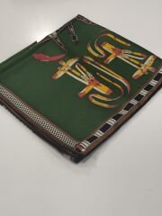 VUAL İPEK ŞAL KEMER DESENLİ YEŞİL