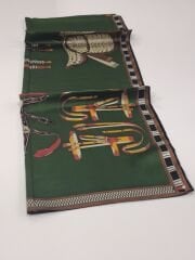 HERMES VUAL İPEK ŞAL KEMER DESENLİ YEŞİL