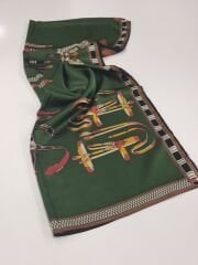 HERMES VUAL İPEK ŞAL KEMER DESENLİ YEŞİL